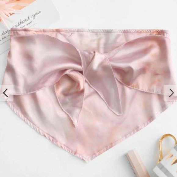 Satin Knotted Bandeau Bandana Top - Picture 1 of 4